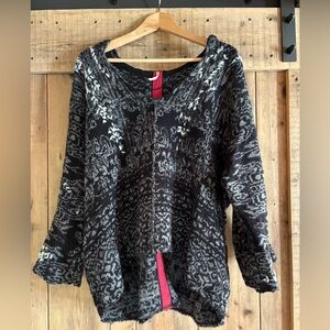 Free People Black and White Knit Sweater
